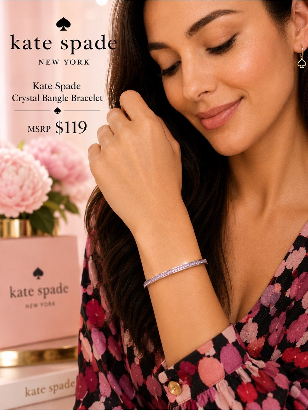 kate spade Lavender Crystal Bangle Bracelet
